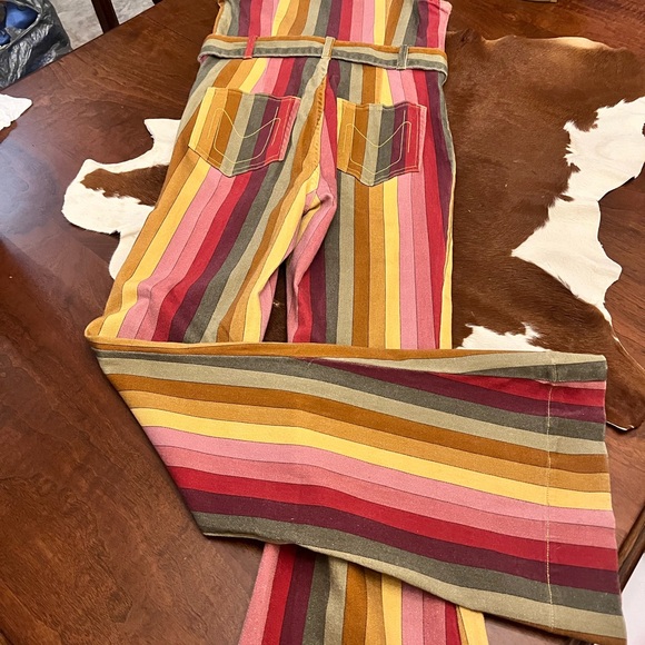 Show Me Your MuMu Striped Multicolor Bell Bottom Jumpsuit with Belt - Picture 4 of 4